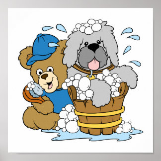 Poster Ours de bain chien