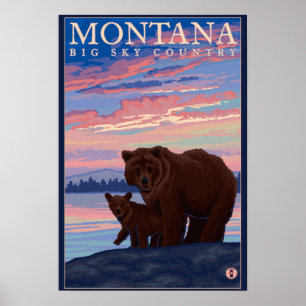 Poster Ours de MontanaMomma et Vintage voyage de CUB