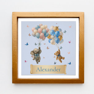 Poster Ours en peluche à nom personnalisé et ballons élép