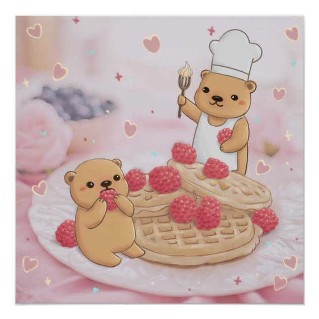 Poster Ours en peluche & Gaufres (Devant)