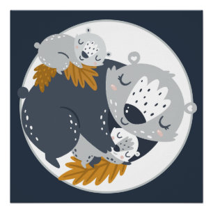 Poster Ours et petits de maman doux qui sifflent