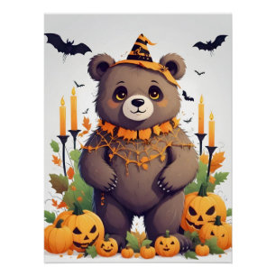 Poster Ours Halloween mignonne adorable Drôle animal dess