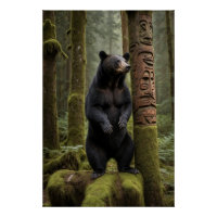 Ours noir et totem Poteau Art de la faune