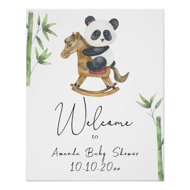Poster Ours Panda et Bambou - Tableau de mousse de bienve (Devant)