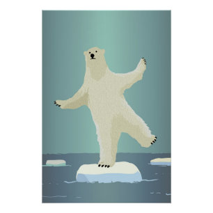 Poster Ours polaire en équilibre sur une œuvre d'art Iceb