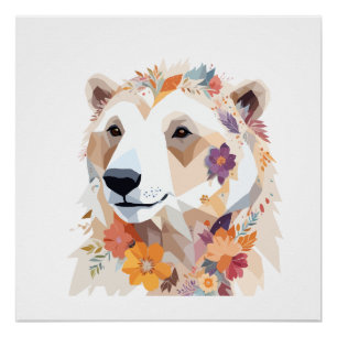 Poster Ours polaire Jouer adorable animal amusant coloré