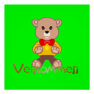 Poster Ours Velkommen Pomme Vert Bienvenue  