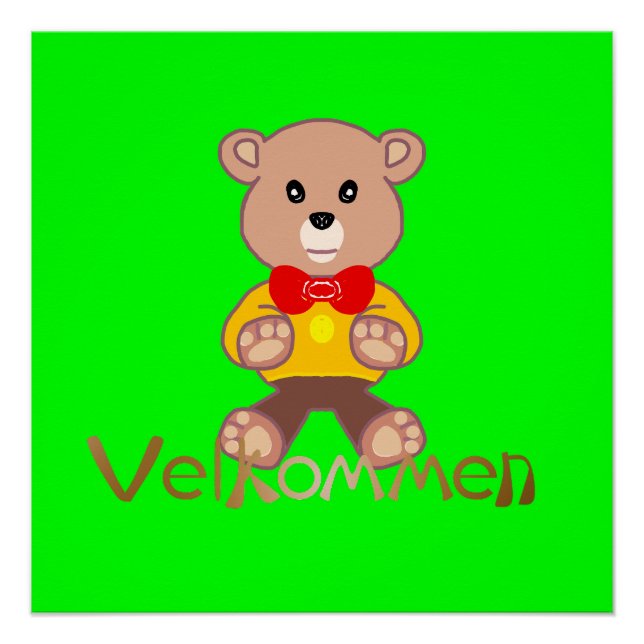 Poster Ours Velkommen Pomme Vert Bienvenue   (Devant)