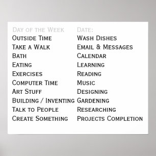 Poster Outil de vie adaptatif Tâches quotidiennes Tâches