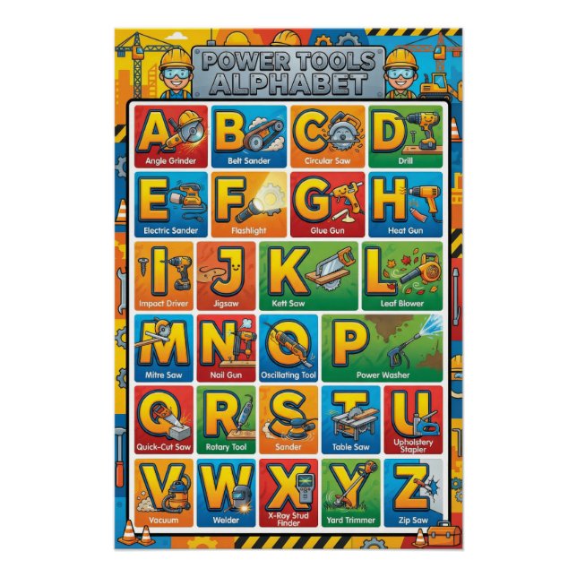 Poster Outils de puissance A-Z Alphabet (Devant)