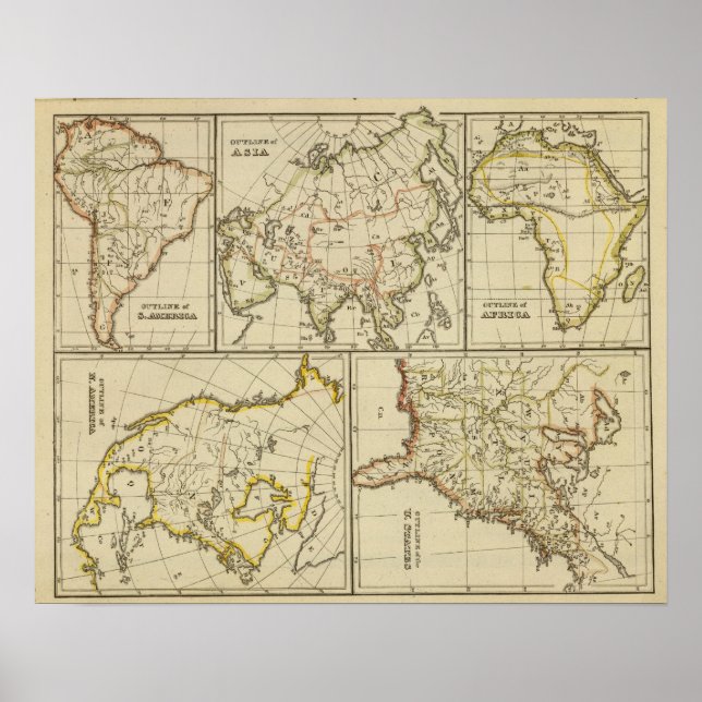 Poster Outline Asia, S America, etc (Devant)