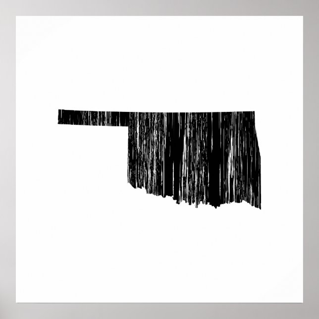 Poster Outline de l'État de l'Oklahoma en détresse (Devant)