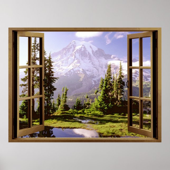 Poster Ouverture de la fenêtre à Mt. Rainier (Devant)