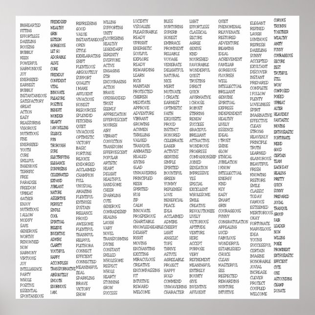 Poster Over 600 Positive Words (Devant)