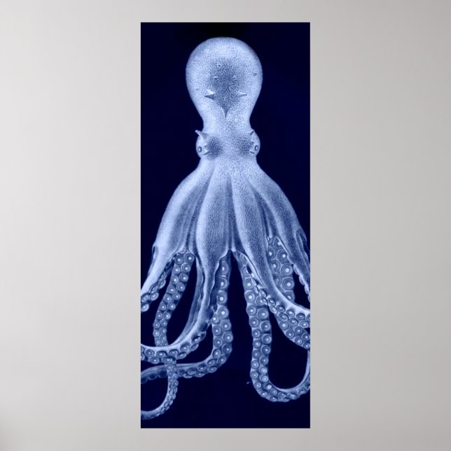 Poster Oversized Octopus Triptych II Print in Blue (Devant)