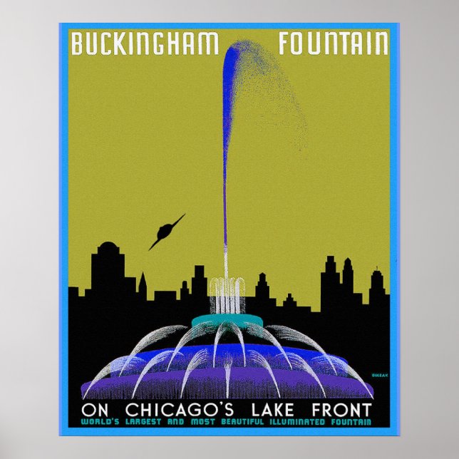 Poster OVNI sur Chicago - Fontaine de Buckingham (Devant)