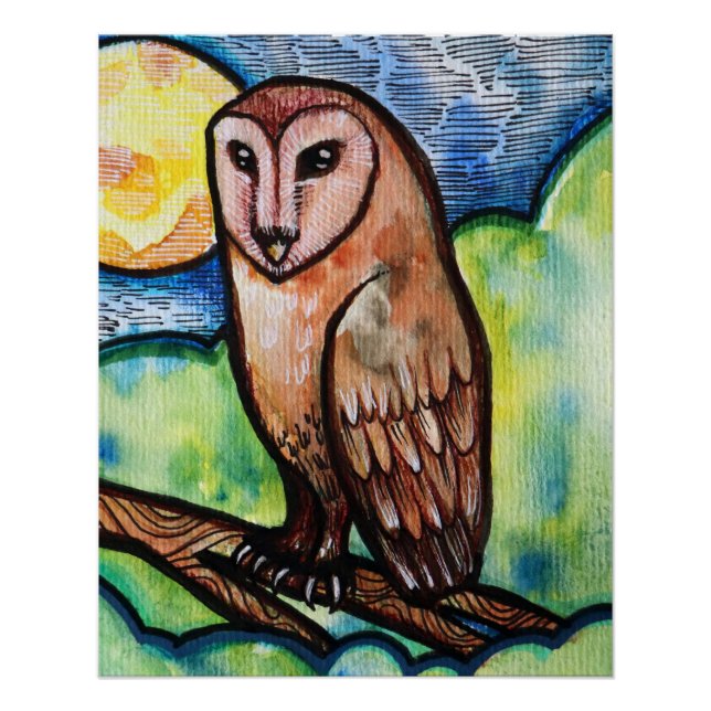 Poster Owl Golden Moon (Devant)