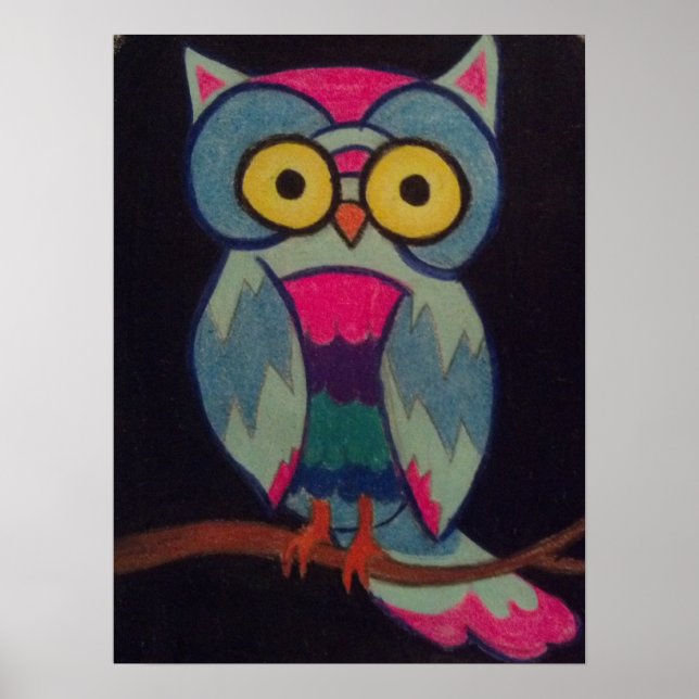 Poster Owl sur Branche (Devant)