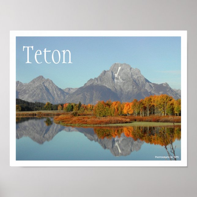 Poster Oxbow Bend, Mount Moran Reflection, Grand Teton NP (Devant)