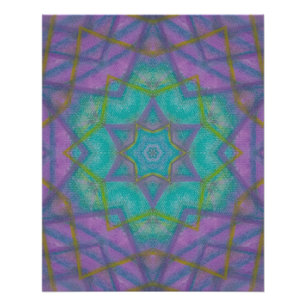 Poster P36C Motif Abstrait Étoilé Mandala Coloré Unique