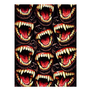 Poster Pack de loups primordiaux aux crocs grondants Art 