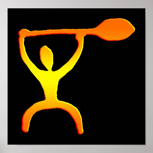 Poster Paddle Man Hawaiian Petroglyph Imprimer (Devant)