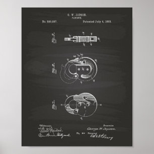 Poster Padlock 1893 Patent Art Chalkboard