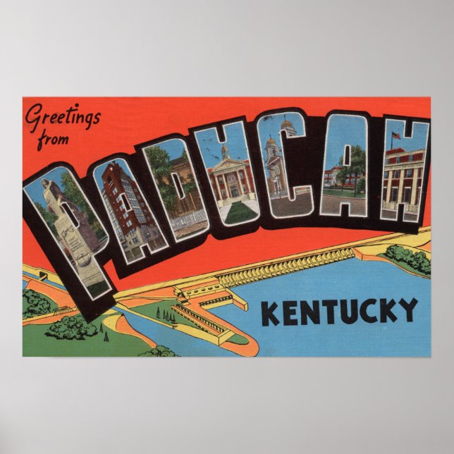 Poster Paducah, Kentucky - Scènes de grandes lettres (Devant)
