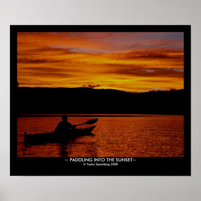 Poster Pagayer dans le coucher du soleil - Avec barre de  (Devant)