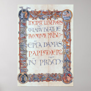 Poster Page de texte avec une bordure florifiée