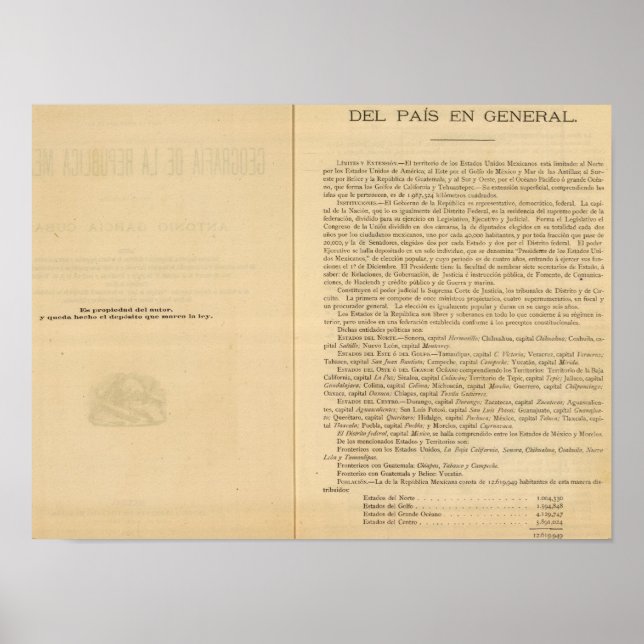 Poster Page de titre de l'Atlas du Mexique de 1874 (Devant)