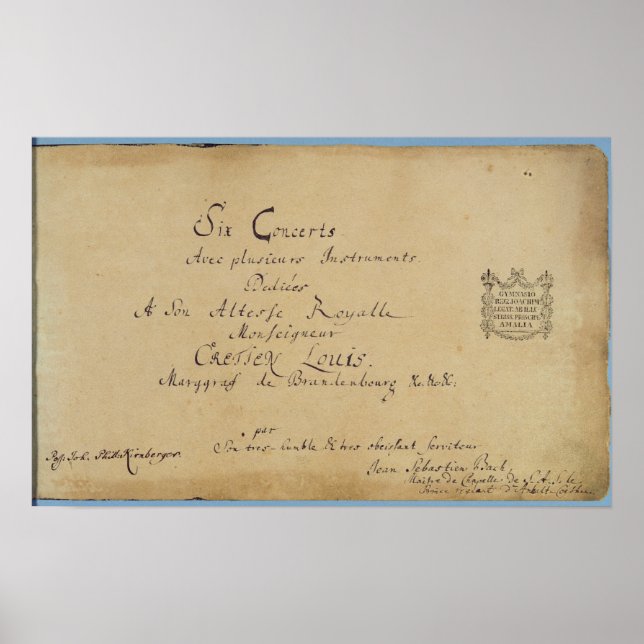 Poster Page de titre des Concertos de Brandebourg (Devant)
