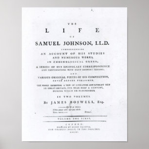 Poster Page titre, 'de la vie de Samuel Johnson