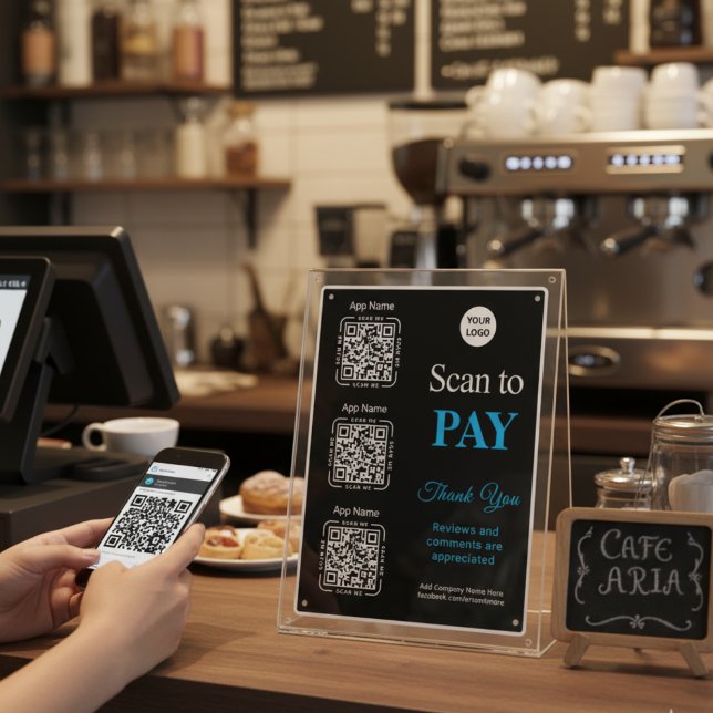 Poster Paiement par Code QR - Logo de l'entreprise pour p (Créateur téléchargé)
