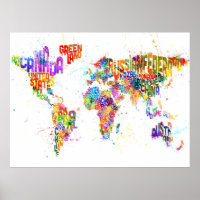 Paint Splashes Texte Carte du monde