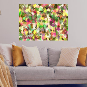 Poster Paint Splatter Automne Couleur Feuilles Abstraits