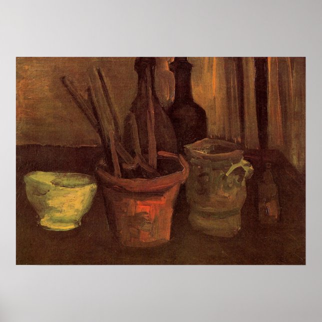 Poster Paintbrusks Still Life en Pot par Vincent van Gogh (Devant)