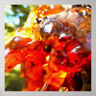 Poster Painti Abstrait Abstrait de l'arbre d'abricot