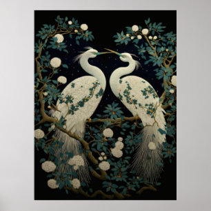 Poster Pair of White Egrets