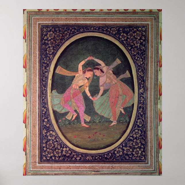 Poster Paire de filles dansantes exécutant un Kathak (Devant)