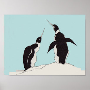 Poster paire de pingouins