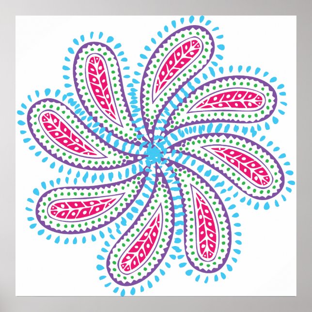 Poster Paisley Flower (Devant)