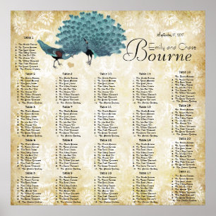 Poster Paisley Peacock Couleurs Réception Carte de siège