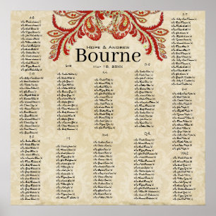 Poster Paisley Peacock Red Earth Tonee 200 invités