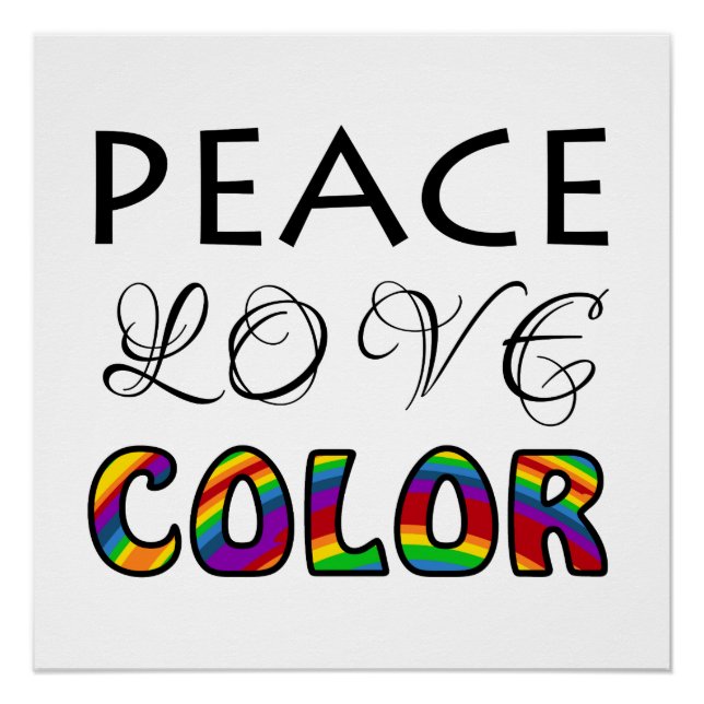Poster Paix Amour Couleur Conception Arc-en-ciel (Devant)