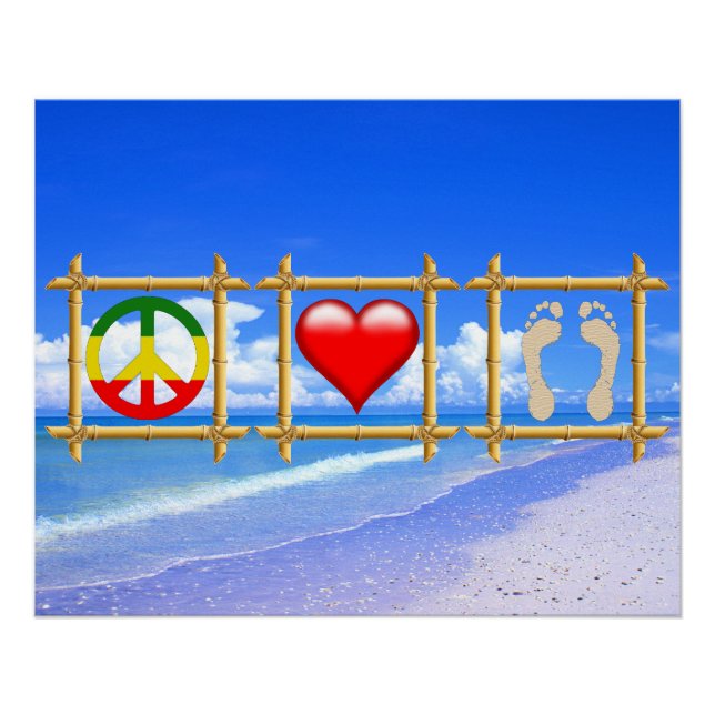 Poster Paix, Amour Et Pieds De Sable (Devant)