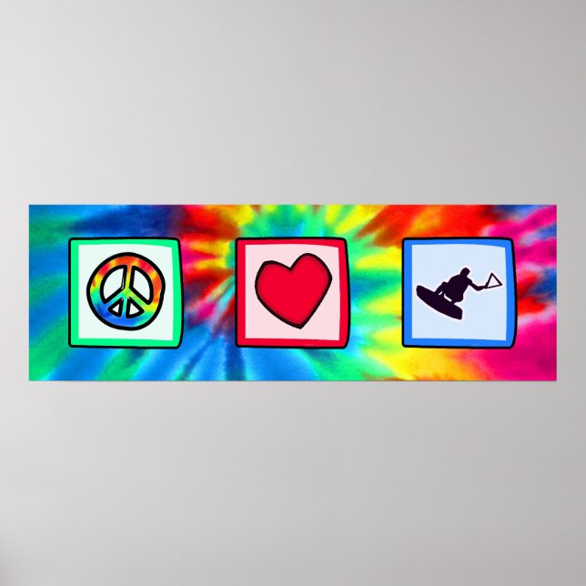 Poster Paix, Amour, Wakeboard (Devant)