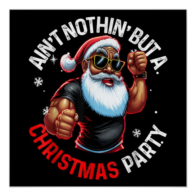 Poster Pajama de Noël du Père Noël africain-américain (Devant)