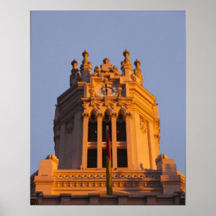 Poster Palacio de Comunicaciones, détail de la tour, couc