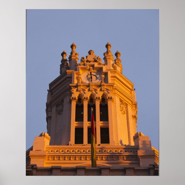 Poster Palacio de Comunicaciones, détail de la tour, couc (Devant)